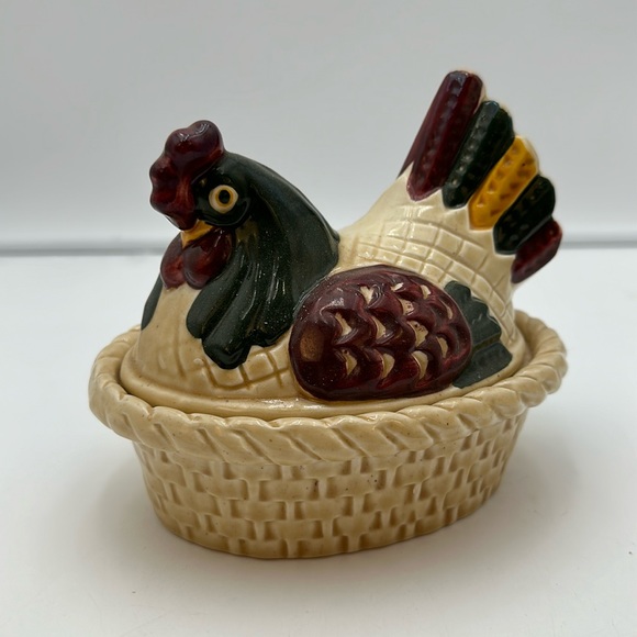 Metlox Poppytrail Rooster Hen On Nest - Picture 1 of 16